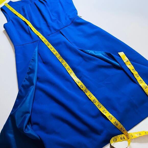 Calvin Klein sleeveless Faux Wrap Sheath Dress Size 4 Blue - Picture 8 of 9